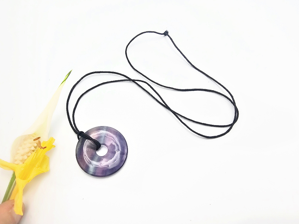 Rainbow Fluorite Pi Stone Necklace (35mm) Rainbow Fluorite Pi Stone Necklace (35mm) - Image 2