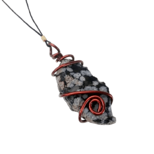 Snowflake Obsidian Rough Wrap Necklace