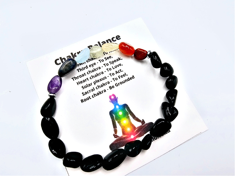 Black Tourmaline Chakra Nugget Bangle Black Tourmaline Chakra Nugget Bangle
