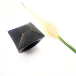 Wooden Ring Square Black Tone