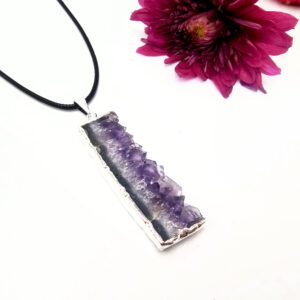 Amethyst Druzy Slice Necklace