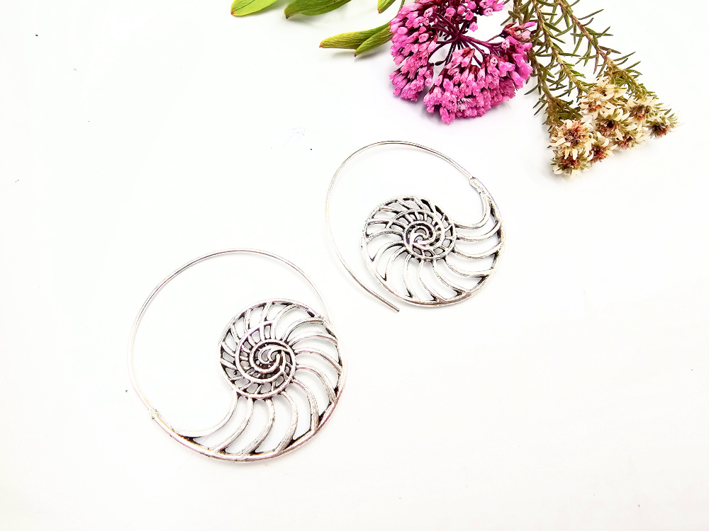 Ammonite Spiral Earrings (W/Brass) Ammonite Spiral Earrings