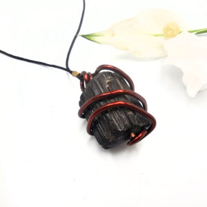 Black Tourmaline Rough Copper Wrap Necklace