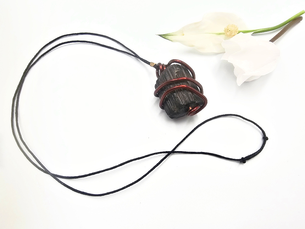 Black Tourmaline Rough Copper Wrap Necklace Black Tourmaline Rough Copper Wrap Necklace - Image 2