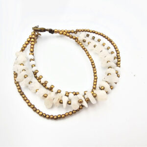 Brass Bead Bangle - Moonstone