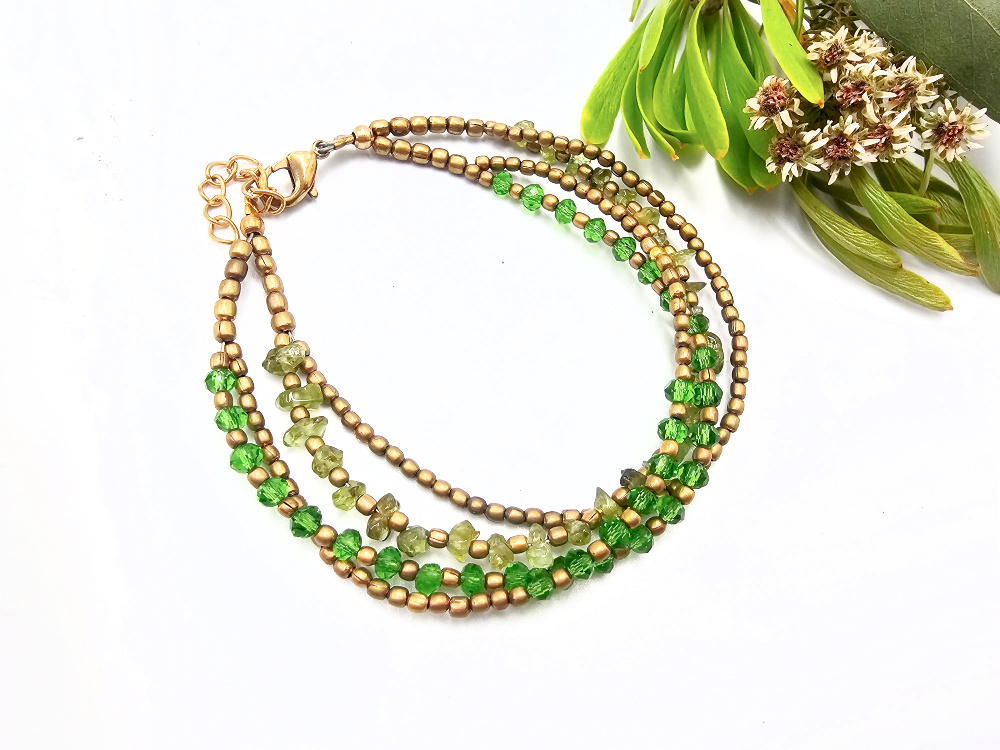Brass Bead Bangle - Peridot Brass Bead Bangle
