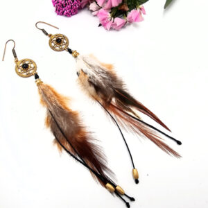 Hello Indigo Halo Online Store Brass Feather Earrings