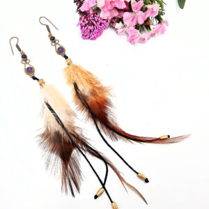 Hello Indigo Halo Online Store Brass Feather Earrings