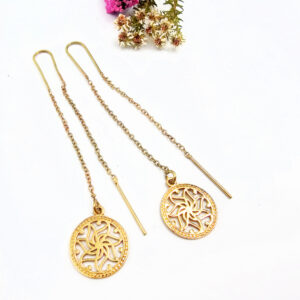 Chain Earrings Swivel Flower