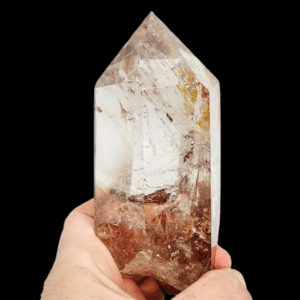 Clear Quartz Semi Polished Point B (520g) Hematoid Inclusions