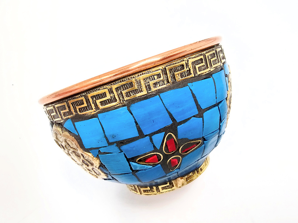 Copper Blue Mandalas Alter Bowl (8cm) Copper Blue Mandalas Alter Bowl (8cm) - Image 2