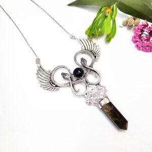 Double Snake Winged Labradorite Necklace