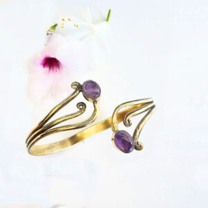Double Swirl Bangle Amethyst (Brass)