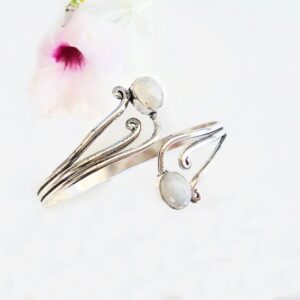 Double Swirl Moonstone Bangle (W/Brass)
