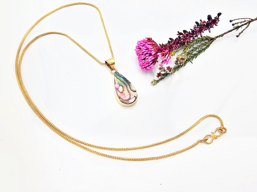 Drop Abalone Shell Necklace (Brass) Drop Abalone Shell Necklace (Brass) - Image 2
