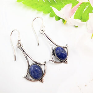 Wide Drop Earrings Lapis Lazuli (W/Brass)