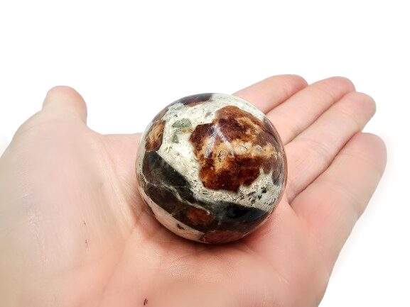 Garnet In Limestone Sphere (13cm Circumference) Garnet In Limestone Sphere (13cm Circumference)