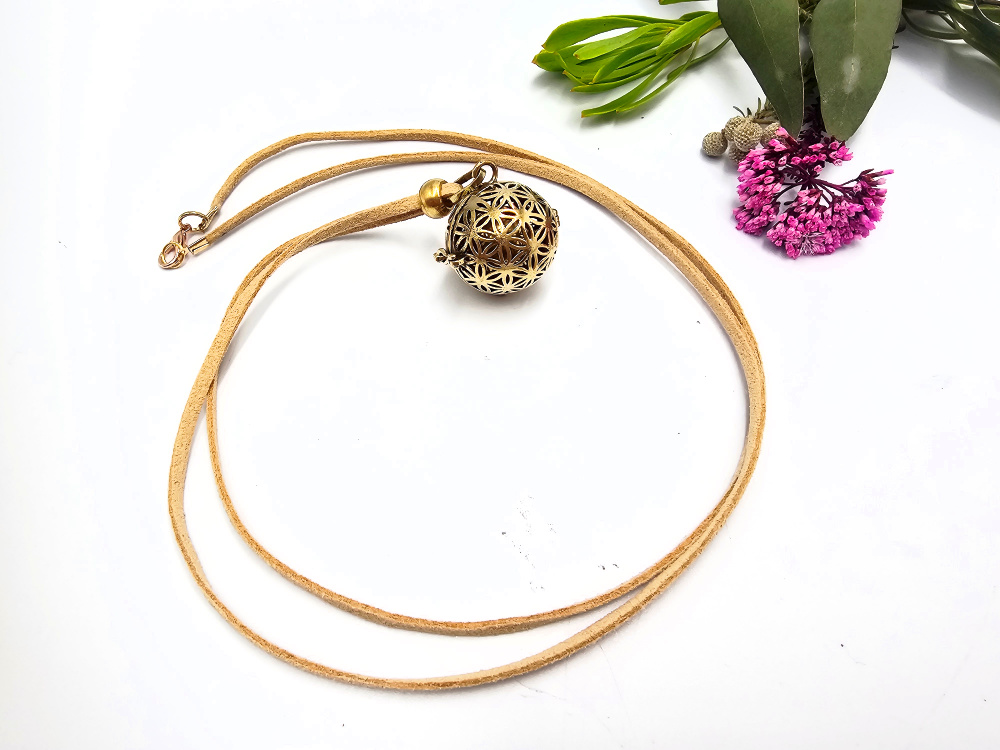 Harmony Bell Seed of Life Round Necklace (Brass) Harmony Bell Seed of Life Round Necklace (Brass) - Image 2