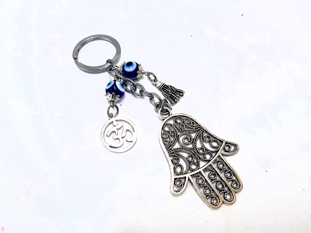 Large Hamsa Hand & OM Key Ring Large Hamsa Hand & OM Key Ring