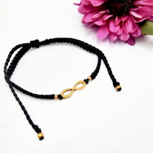 Macramé Brass Bangle Infinity (Black)