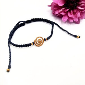 Macramé Brass Bangle Spiral (Blue)