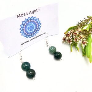 Moss Agate Beaded Dangle Earrings