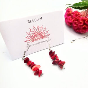 Red Coral Chips Earrings