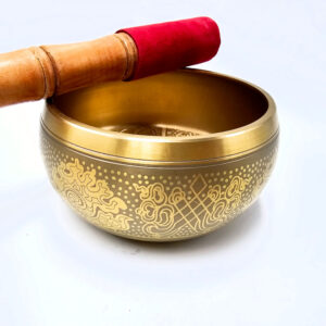 Brass Tibetan Symbol Singing Bowl (Medium)