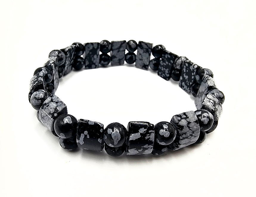 Snowflake Obsidian Mixed Bangle Snowflake Obsidian Mixed Bangle