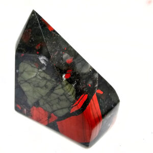 Swazi Bloodstone Polished Point A (472g) Pyrite