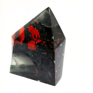 Swazi Bloodstone Polished Point B (294g) Pyrite