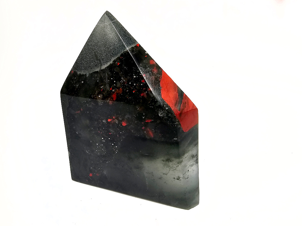 Swazi Bloodstone Polished Point B (294g) Pyrite Swazi Bloodstone Polished Point B (294g) Pyrite - Image 2