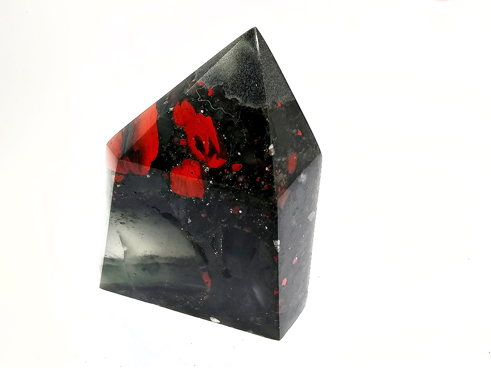 Swazi Bloodstone Polished Point B (294g) Pyrite Swazi Bloodstone Polished Point B (294g) Pyrite