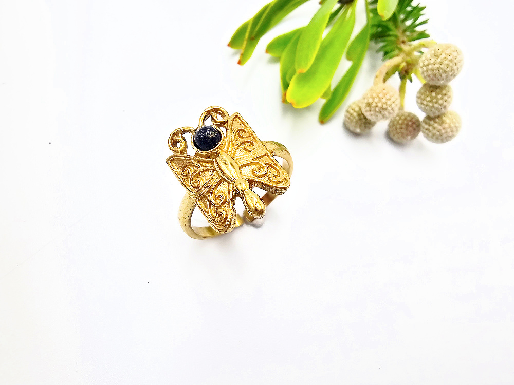 Toe Ring – Butterfly (Lapis Lazuli & Brass) Toe Ring