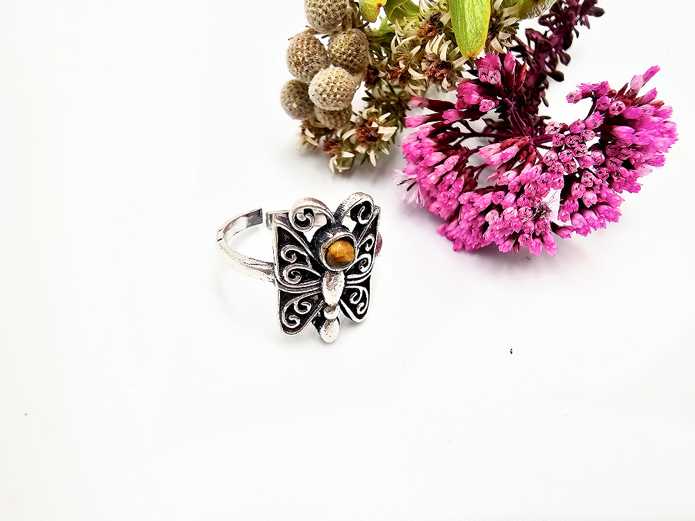 Toe Ring – Butterfly (Tigers Eye & W/Brass) Toe Ring