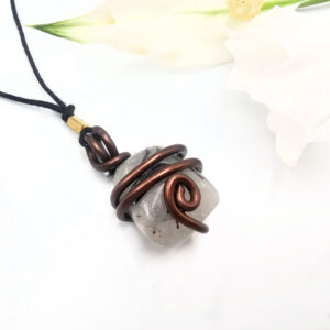 Tourmalinated Quartz Aluminium Wrap Necklace