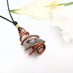 Tourmilated Quartz Copper Wrap Necklace