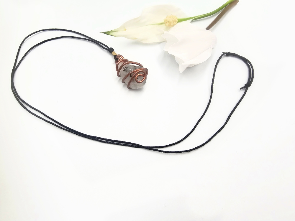 Tourmilated Quartz Copper Wrap Necklace Tourmilated Quartz Copper Wrap Necklace - Image 2