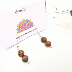 Unakite Beaded Dangle Earrings