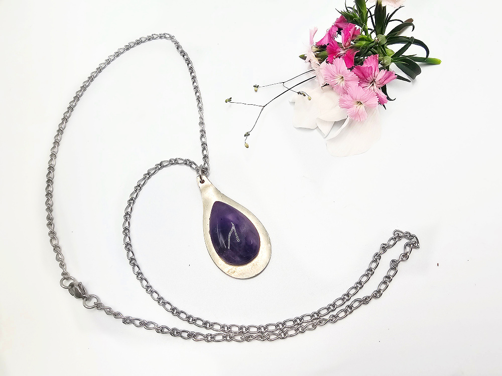 Vintage Spoon Necklace Amethyst Tears Vintage Spoon Necklace Amethyst Tears - Image 2