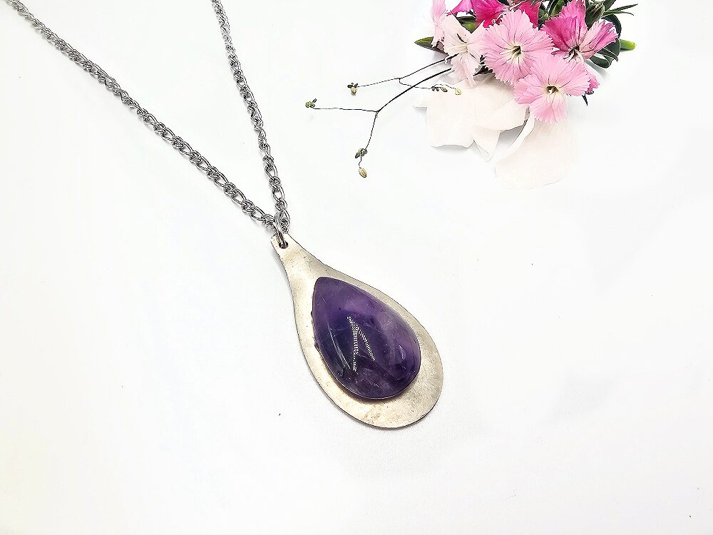 Vintage Spoon Necklace Amethyst Tears Vintage Spoon Necklace