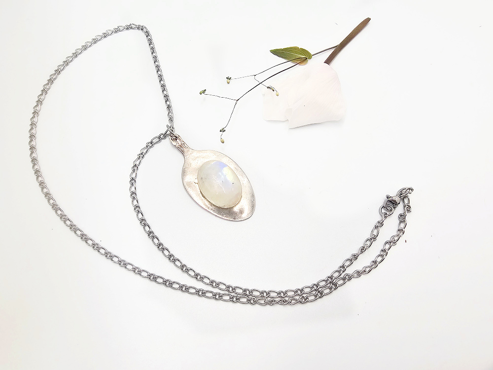 Vintage Spoon Necklace - Lunar Whisper (Moonstone) Vintage Spoon Necklace - Lunar Whisper (Moonstone) - Image 2