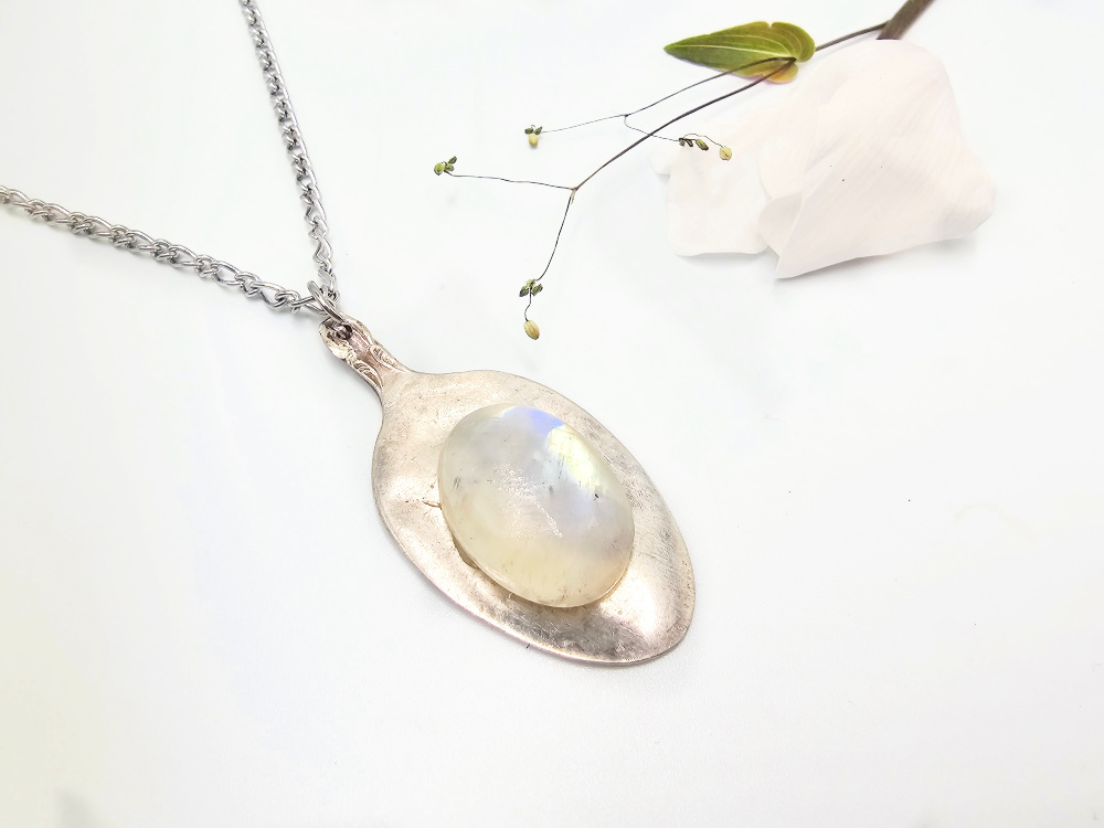 Vintage Spoon Necklace - Lunar Whisper (Moonstone) Vintage Spoon Necklace