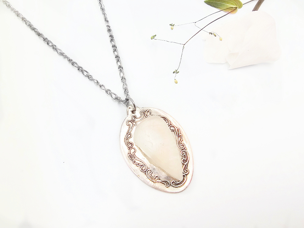 Vintage Spoon Necklace Moonlit Sanctuary (Selenite) Vintage Spoon Necklace