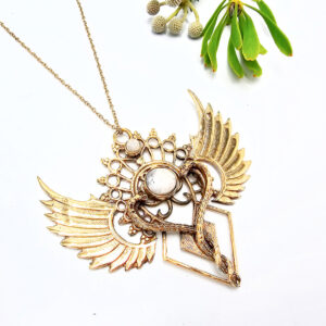 Winged Rainbow Moonstone Necklace