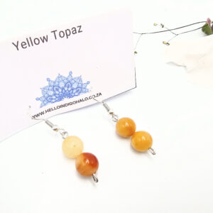 Yellow Topaz Beaded Dangle Earrings