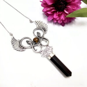 Double Snake Winged Red Tigers Eye Necklace