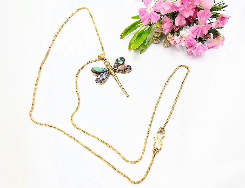 Dragonfly Abalone Shell Necklace (Brass) Dragonfly Abalone Shell Necklace (Brass) - Image 2