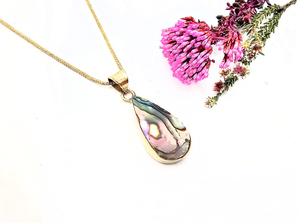Drop Abalone Shell Necklace (Brass) Drop Abalone Shell Necklace