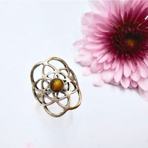 Tigers Eye Flower Of Life Ring